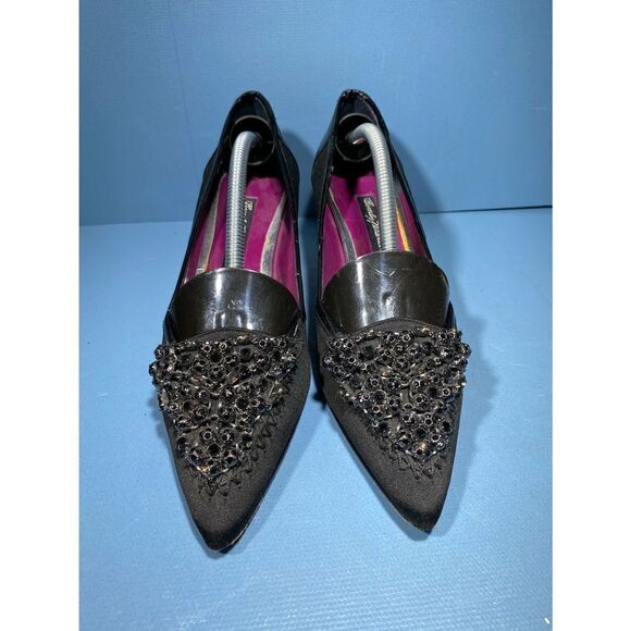 Beverly Feldman Black  Leather Kitten Heels Size 6,5 - Picture 7 of 8